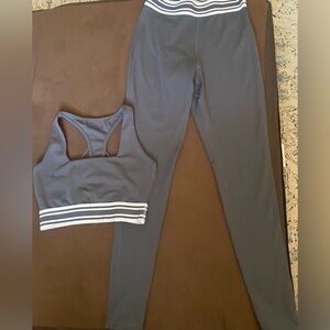 Buff bunny grey striped legging and sports bra set